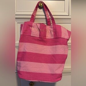 Vintage Y2K Victoria's Secret Bold Pink Striped Tote